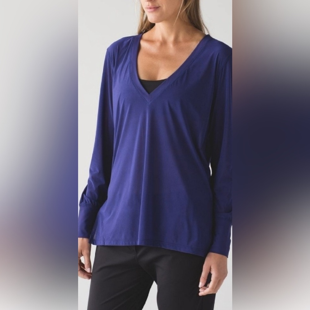 Lululemon Get Low Long Sleeve Top Emperor Blue Size 12